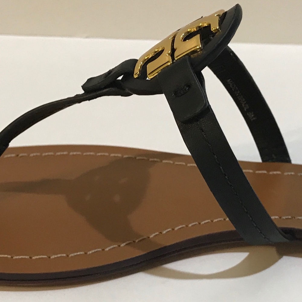 NIB Tory Burch Mini Miller Leather Thong - Perfect Black, Size 8 - Picture 7 of 11